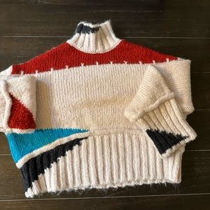 Zara block color crop turtleneck sweater